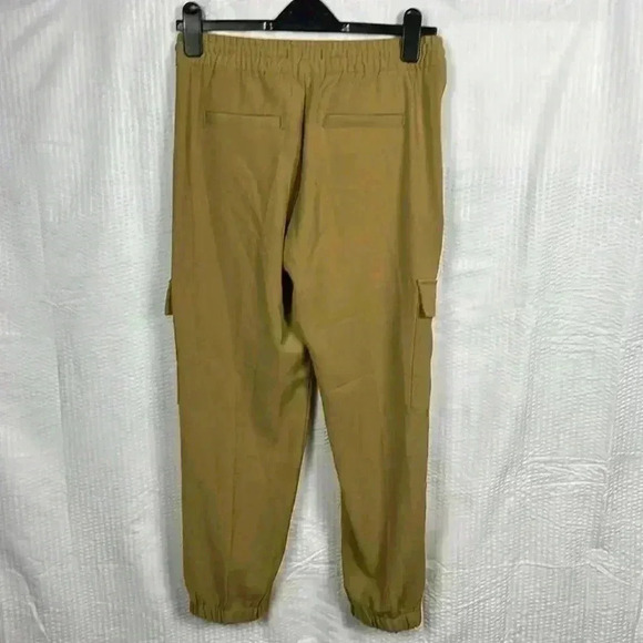 BR Sport Cargo Joggers Womens Dark Gold XS Stretch Waist Drawstring Pockets - Picture 2 of 12